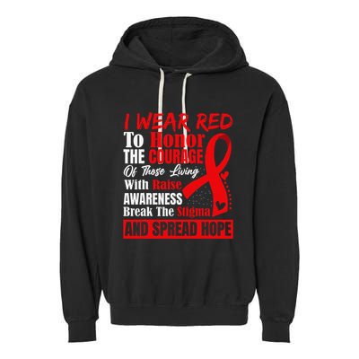 Hiv Awareness Red Ribbon World Aids Day Fighters Garment-Dyed Fleece Hoodie