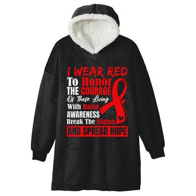 Hiv Awareness Red Ribbon World Aids Day Fighters Hooded Wearable Blanket