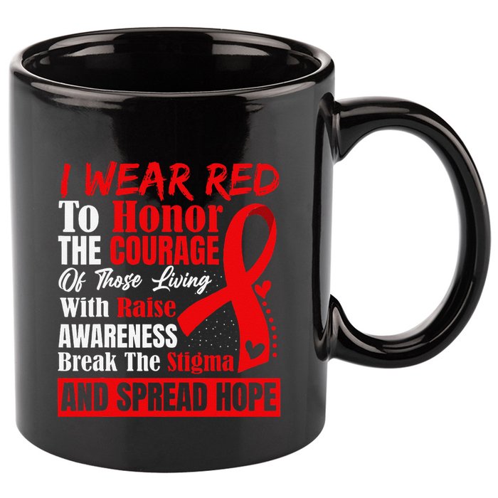 Hiv Awareness Red Ribbon World Aids Day Fighters 11oz C Handle Ceramic Mug