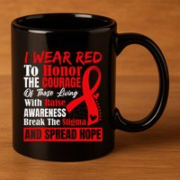 Hiv Awareness Red Ribbon World Aids Day Fighters 11oz C Handle Ceramic Mug