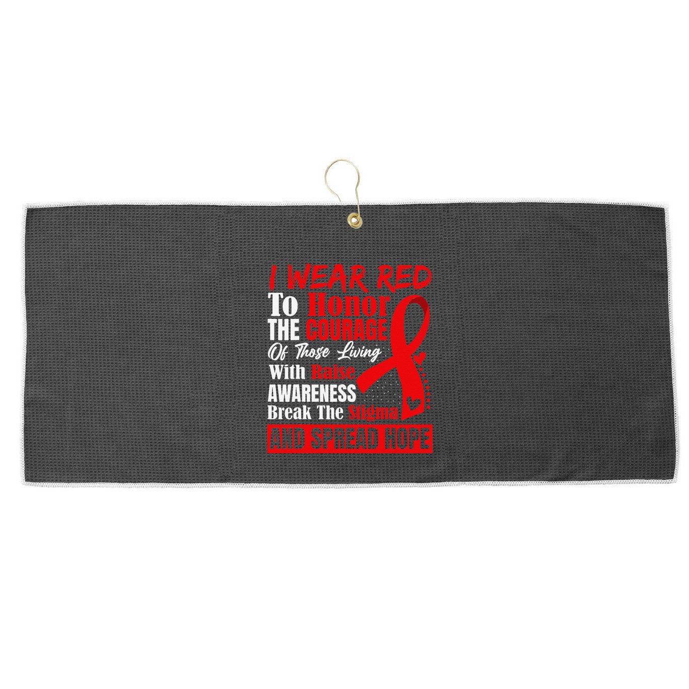 Hiv Awareness Red Ribbon World Aids Day Fighters Large Microfiber Waffle Golf Towel