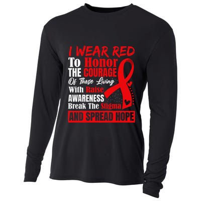 Hiv Awareness Red Ribbon World Aids Day Fighters Cooling Performance Long Sleeve Crew