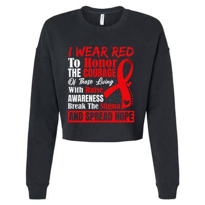 Hiv Awareness Red Ribbon World Aids Day Fighters Cropped Pullover Crew