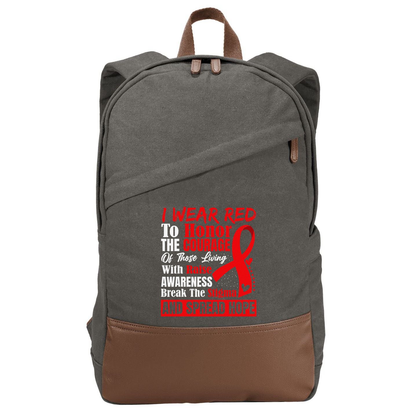 Hiv Awareness Red Ribbon World Aids Day Fighters Cotton Canvas Backpack