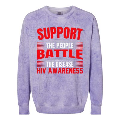 Hiv Awareness Red Ribbon World Aids Day Fighters Colorblast Crewneck Sweatshirt