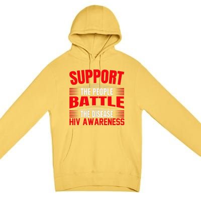 Hiv Awareness Red Ribbon World Aids Day Fighters Premium Pullover Hoodie