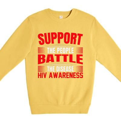 Hiv Awareness Red Ribbon World Aids Day Fighters Premium Crewneck Sweatshirt