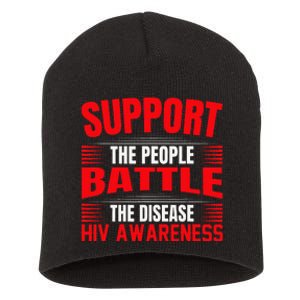 Hiv Awareness Red Ribbon World Aids Day Fighters Short Acrylic Beanie