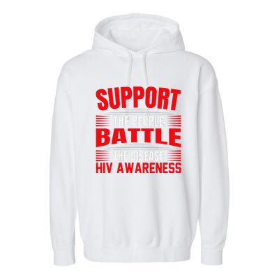 Hiv Awareness Red Ribbon World Aids Day Fighters Garment-Dyed Fleece Hoodie