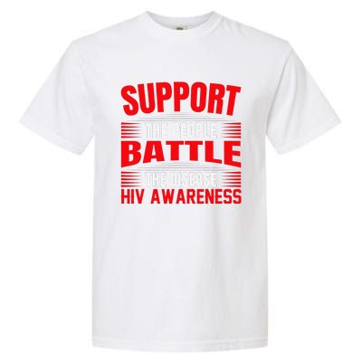 Hiv Awareness Red Ribbon World Aids Day Fighters Garment-Dyed Heavyweight T-Shirt