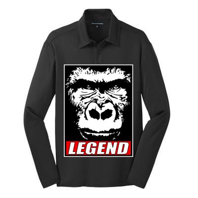 Harambe LEGEND Gorilla Poster RIP 2016 Silk Touch Performance Long Sleeve Polo