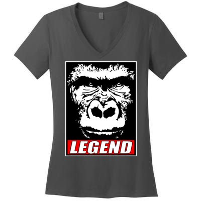 Harambe LEGEND Gorilla Poster RIP 2016 Women's V-Neck T-Shirt