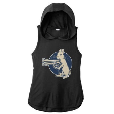 Hare Trigger Gangster Bunny Ladies PosiCharge Tri-Blend Wicking Draft Hoodie Tank