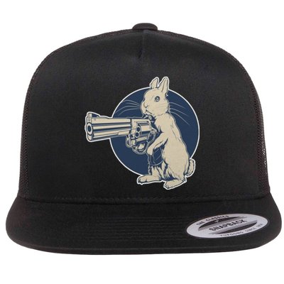 Hare Trigger Gangster Bunny Flat Bill Trucker Hat