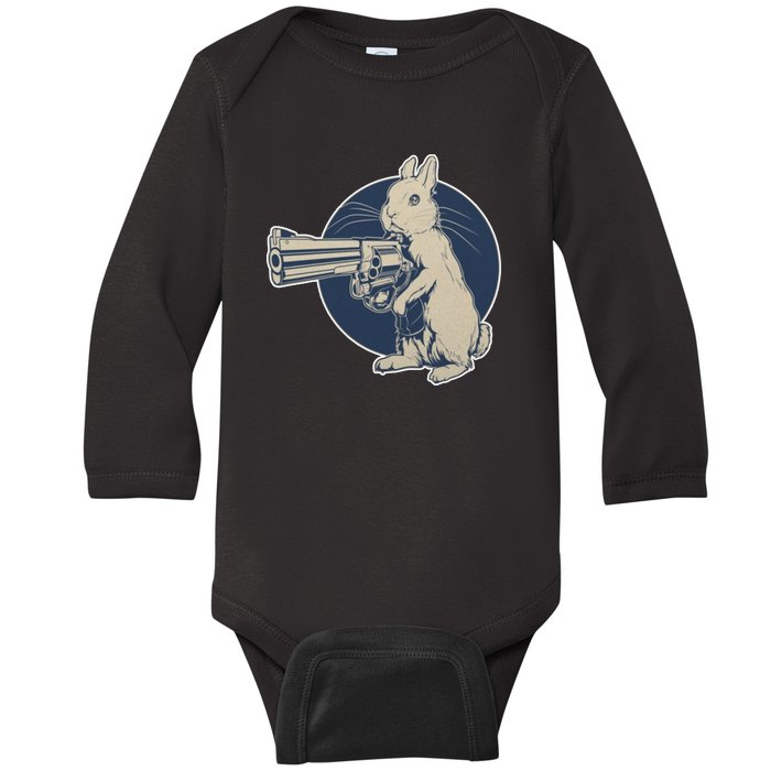 Hare Trigger Gangster Bunny Baby Long Sleeve Bodysuit