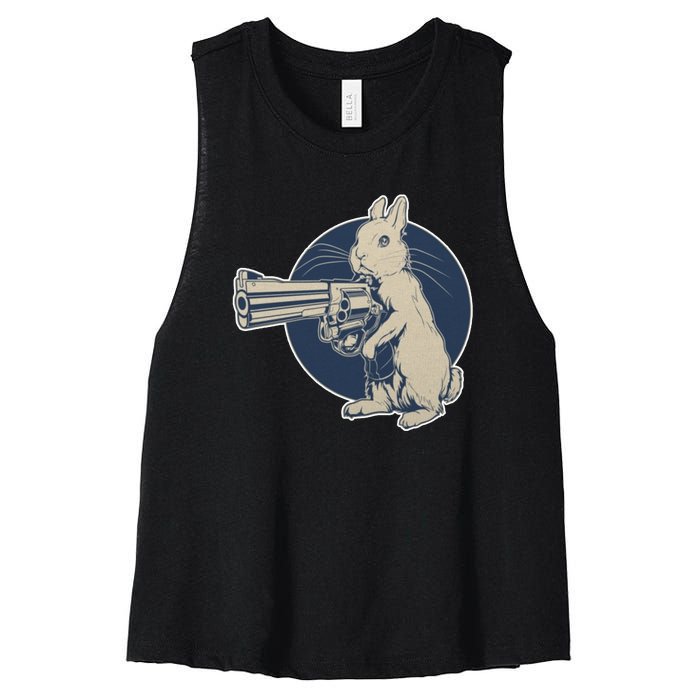 Hare Trigger Gangster Bunny Women's Racerback Cropped Tank