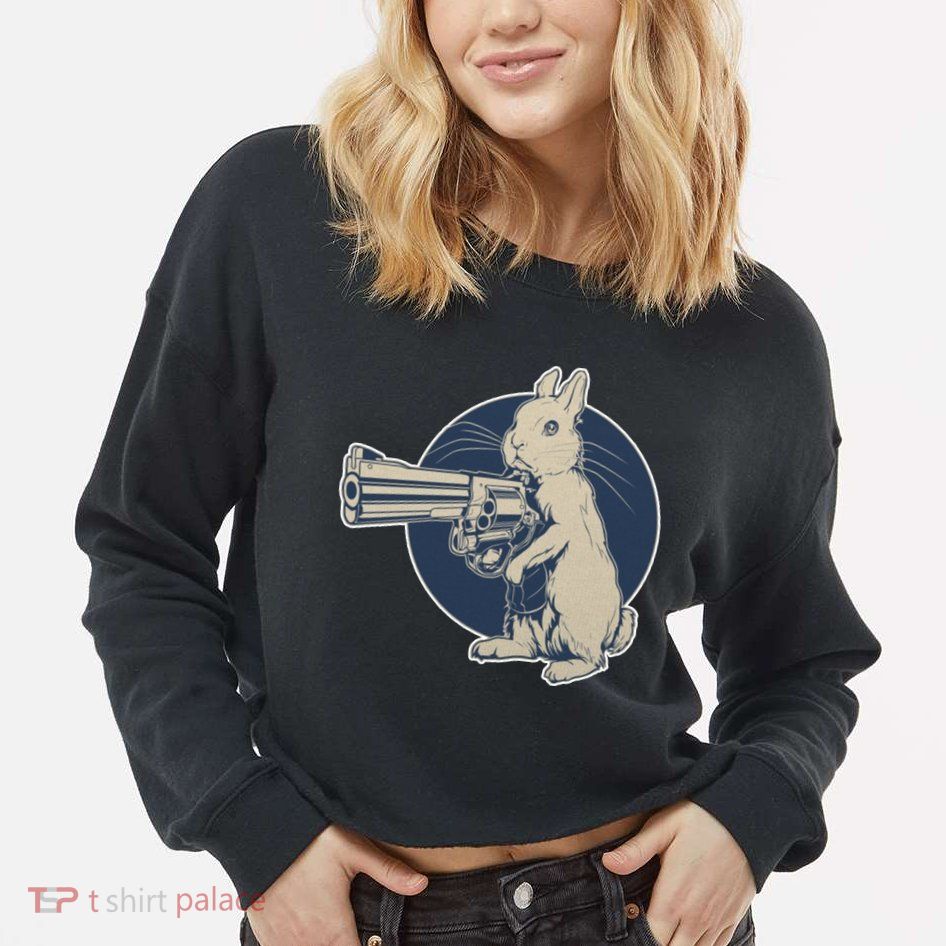 Hare Trigger Gangster Bunny Cropped Pullover Crew