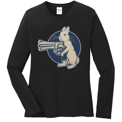 Hare Trigger Gangster Bunny Ladies Long Sleeve Shirt