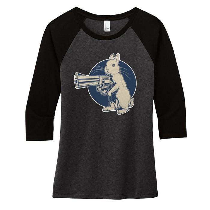 Hare Trigger Gangster Bunny Women's Tri-Blend 3/4-Sleeve Raglan Shirt