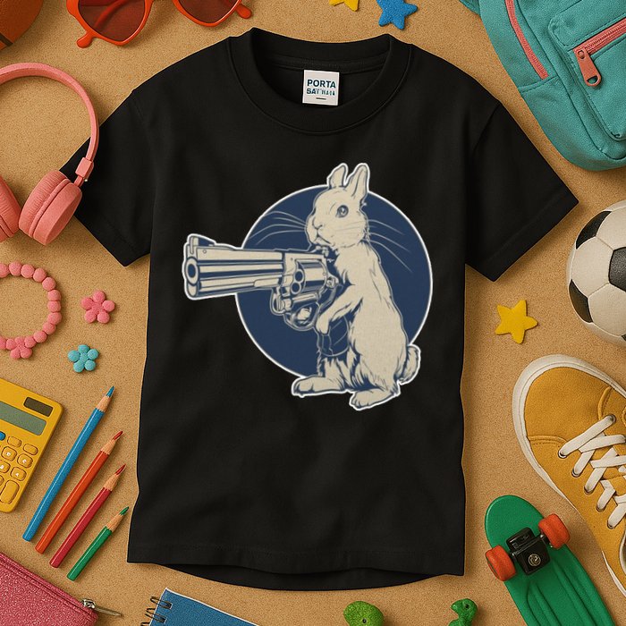 Hare Trigger Gangster Bunny Kids T-Shirt