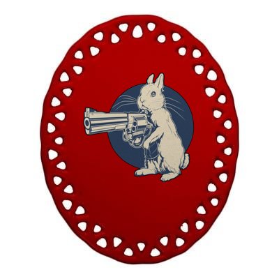 Hare Trigger Gangster Bunny Ceramic Oval Ornament