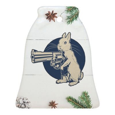 Hare Trigger Gangster Bunny Ceramic Bell Ornament