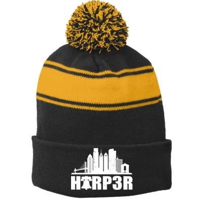 Harper Philly Baseball Stripe Pom Pom Beanie