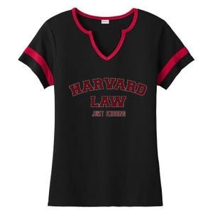 Harvard Law Just Kidding Ladies Halftime Notch Neck Tee