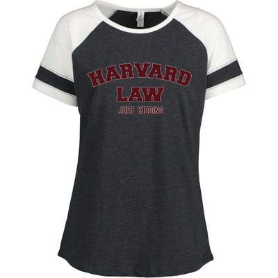 Harvard Law Just Kidding Enza Ladies Jersey Colorblock Tee