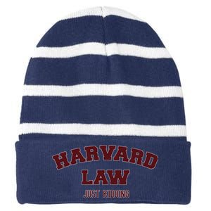 Harvard Law Just Kidding Striped Beanie with Solid Band