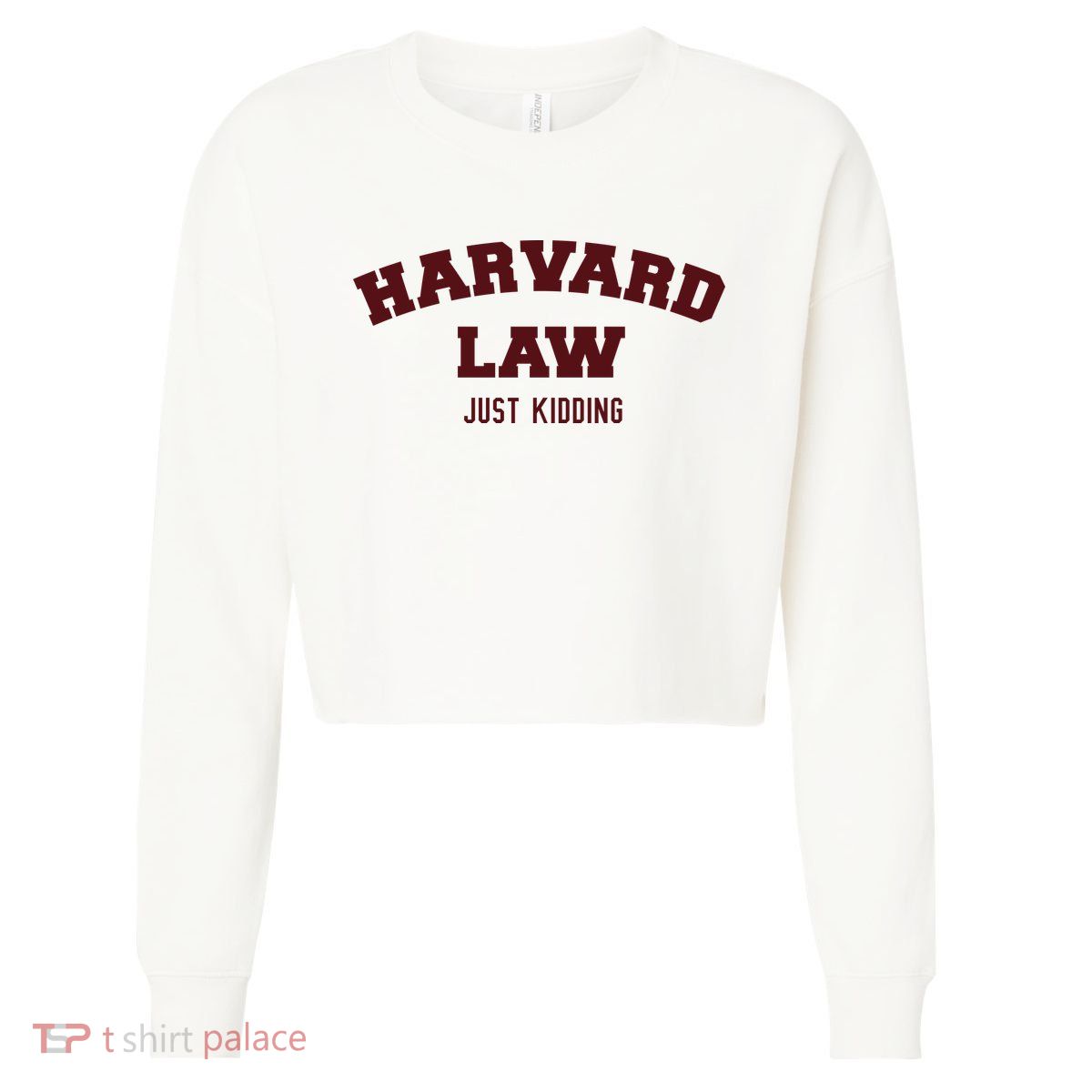 Harvard Law Just Kidding Cropped Pullover Crew