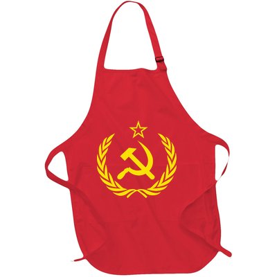 Hammer and Sickle Star CCCP Soviet Union Red Full-Length Apron With Pockets