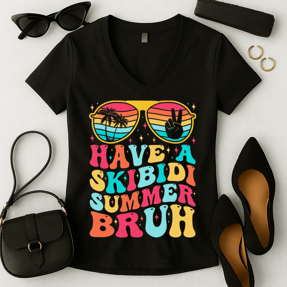 Have A Summer Bruh Funny Last Day Of School 2025 Women's V-Neck T-Shirt