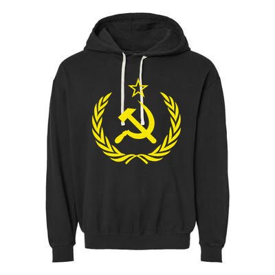 Hammer And Sickle Star CCCP Soviet Union Red Garment-Dyed Fleece Hoodie