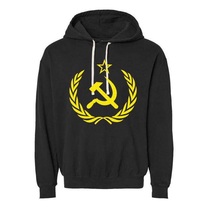 Hammer And Sickle Star CCCP Soviet Union Red Garment-Dyed Fleece Hoodie