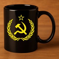 Hammer And Sickle Star CCCP Soviet Union Red 11oz C Handle Ceramic Mug