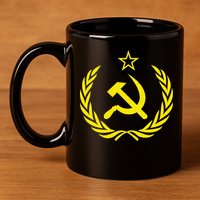 Hammer And Sickle Star CCCP Soviet Union Red 11oz C Handle Ceramic Mug