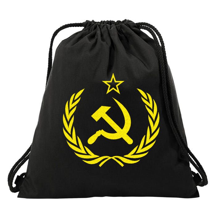 Hammer And Sickle Star CCCP Soviet Union Red Drawstring Bag