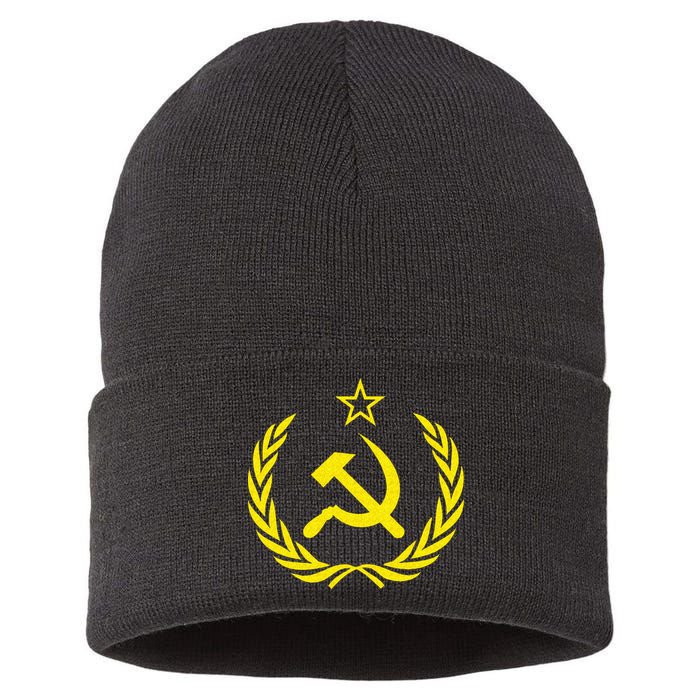 Hammer And Sickle Star CCCP Soviet Union Red Sustainable Knit Beanie