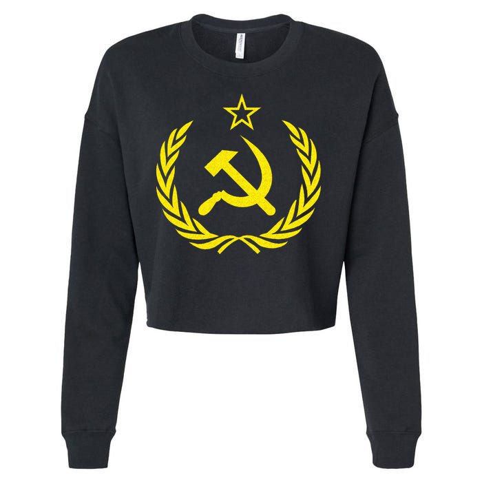 Hammer And Sickle Star CCCP Soviet Union Red Cropped Pullover Crew