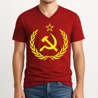 Hammer And Sickle Star CCCP Soviet Union Red V-Neck T-Shirt