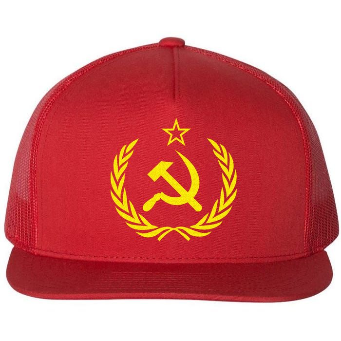 Hammer And Sickle Star CCCP Soviet Union Red Flat Bill Trucker Hat