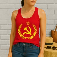 Hammer And Sickle Star CCCP Soviet Union Red Womens Tank Top