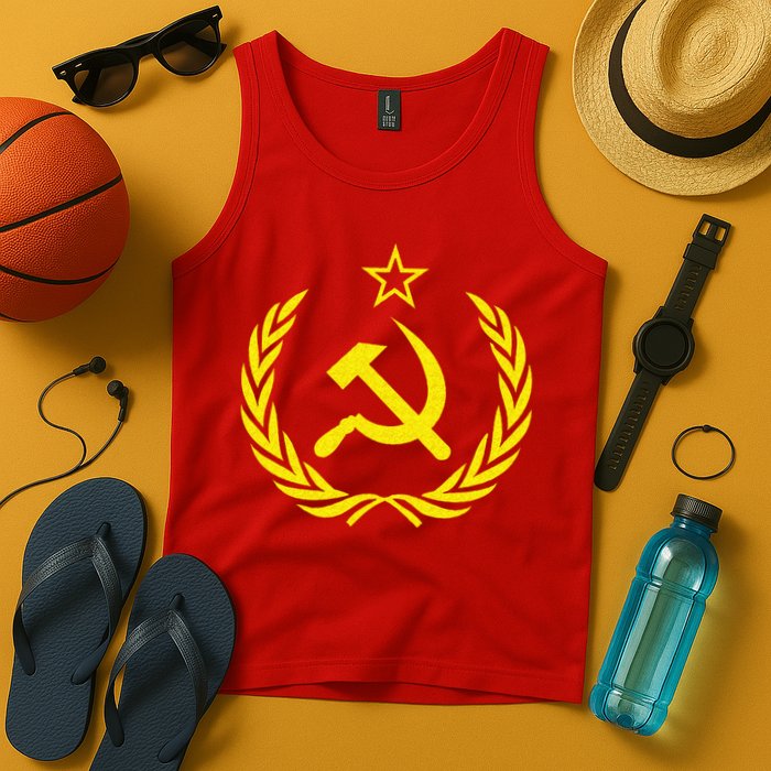 Hammer And Sickle Star CCCP Soviet Union Red Tank Top