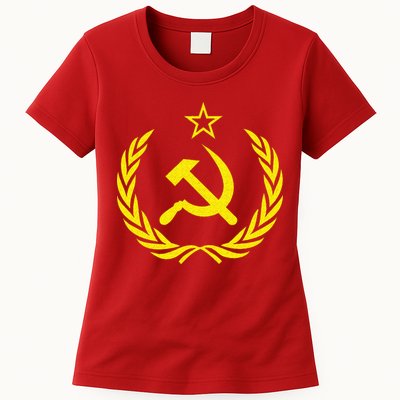 Hammer And Sickle Star CCCP Soviet Union Red Womens T-Shirt