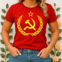 Hammer And Sickle Star CCCP Soviet Union Red Womens T-Shirt