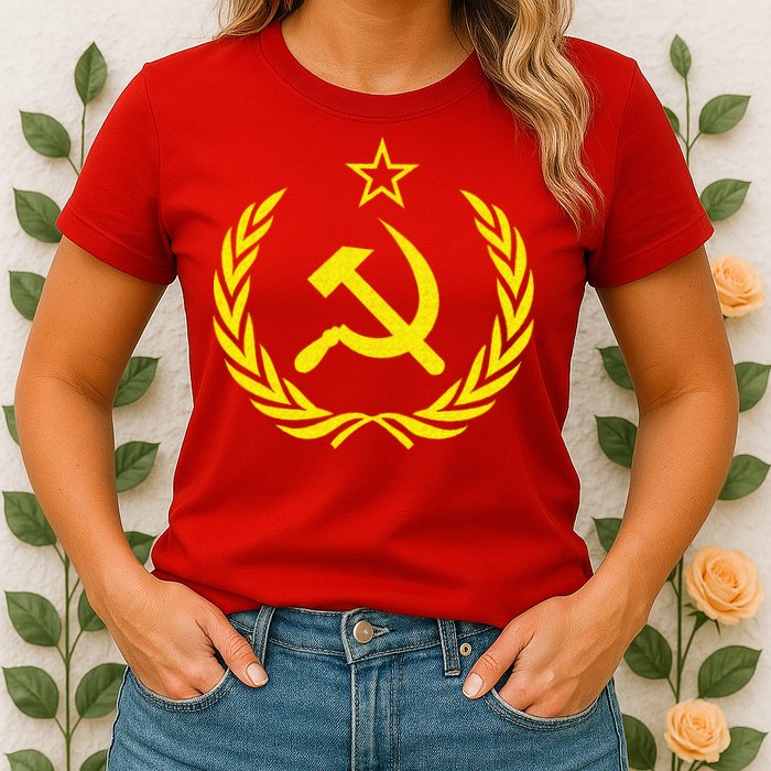 Hammer And Sickle Star CCCP Soviet Union Red Womens T-Shirt