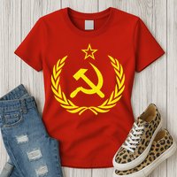 Hammer And Sickle Star CCCP Soviet Union Red Womens T-Shirt