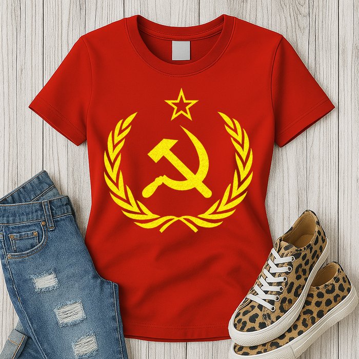 Hammer And Sickle Star CCCP Soviet Union Red Womens T-Shirt