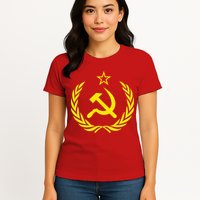 Hammer And Sickle Star CCCP Soviet Union Red Womens T-Shirt